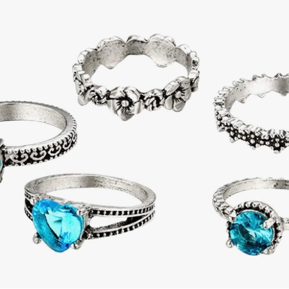5-Pc stackable silver rings - Picture 6 of 6